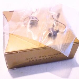 Vintage Avon Sterling Silver Heart Drop Earrings 1990's